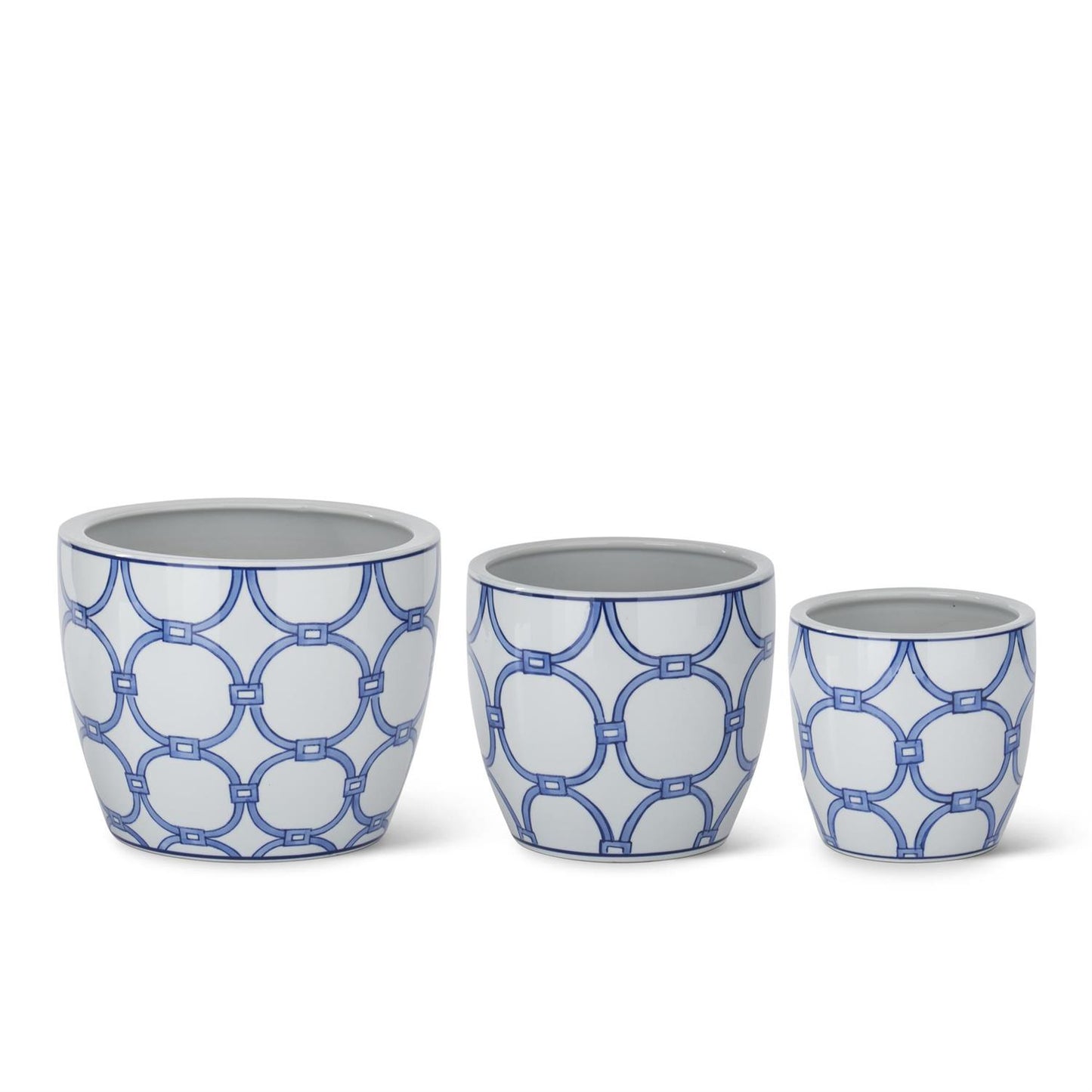 Blue and White Ceramic Pot w/ Drains