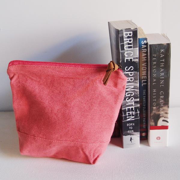 8” Washed Canvas Zipper Bag
