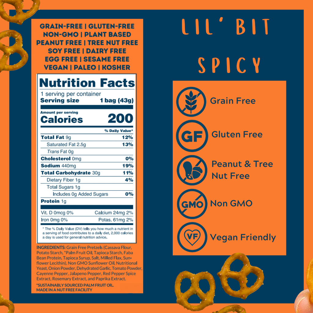 Spicy Grain Free Pretzels Mini Bags 1.5oz