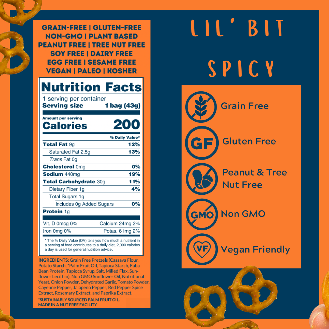 Spicy Grain Free Pretzels Mini Bags 1.5oz
