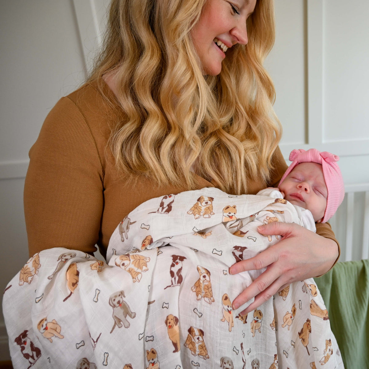 Baby Muslin Swaddle Blanket 47x47 Woof Woof