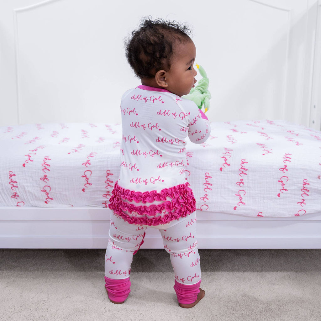 Bamboo Baby Ruffle Zipper Pajama Pink Child of God