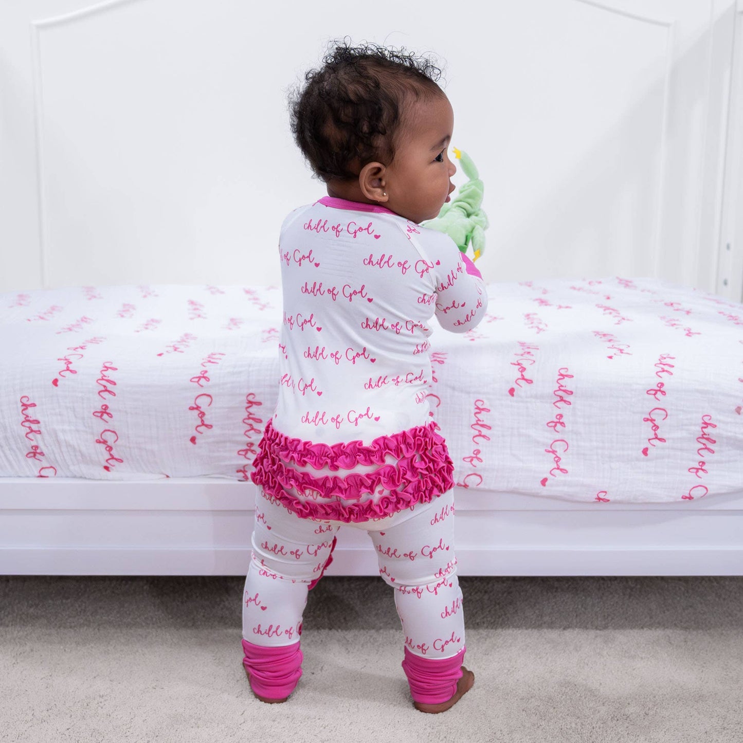 Bamboo Baby Ruffle Zipper Pajama Pink Child of God