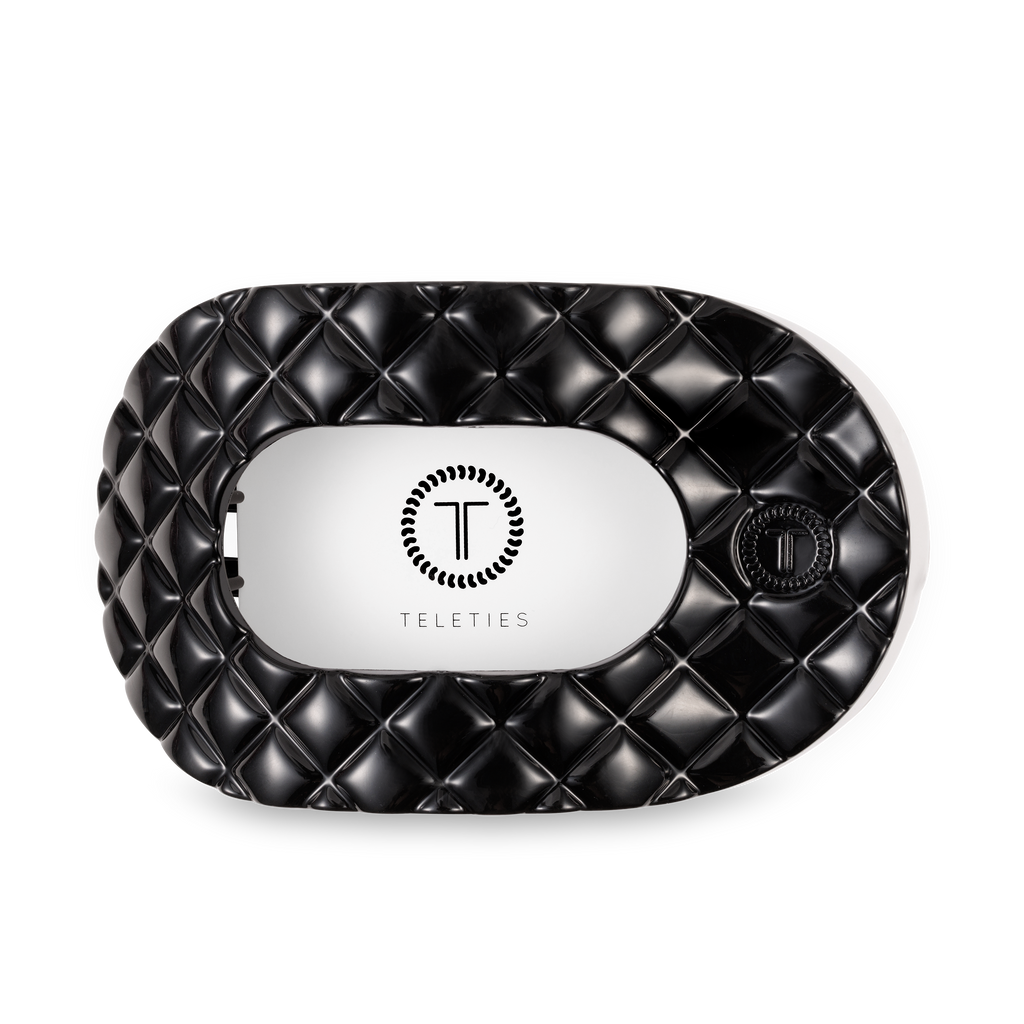 Flat Round Hair Clip | Large | Jet Black Quilted