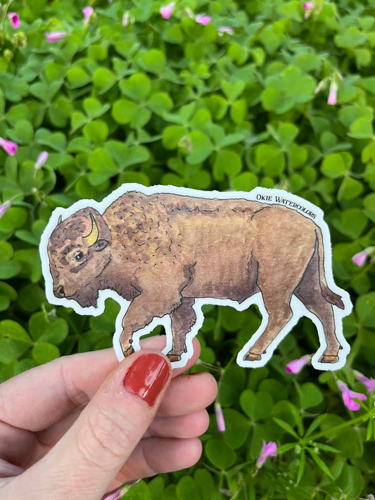Buffalo/Bison Watercolor Art 4" Vinyl Sticker