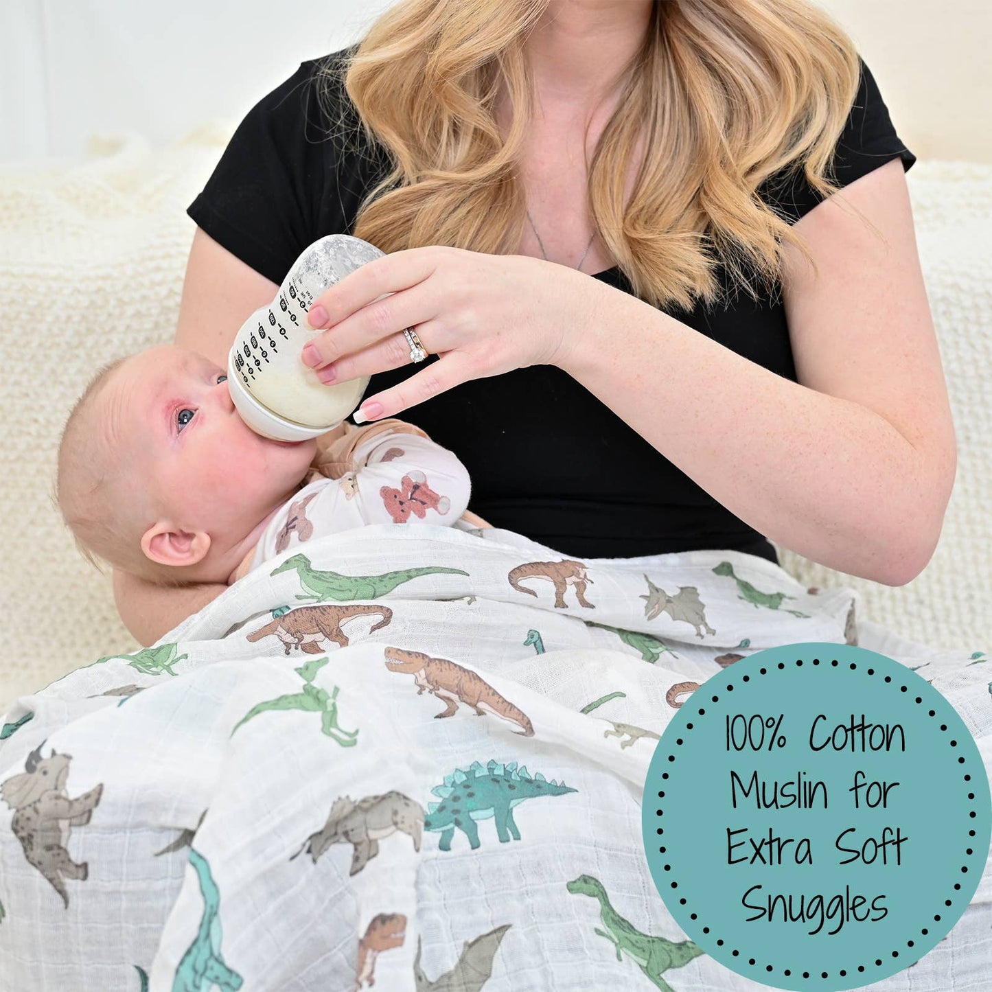 Have A T-rexcellent Day Dinosaur Muslin Baby Swaddle Blanket