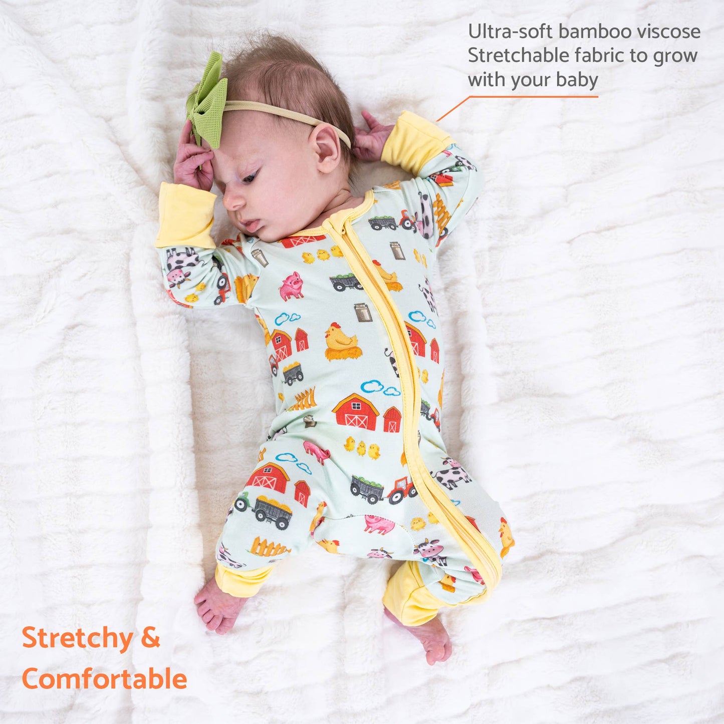 Bamboo Baby Convertible Zipper Pajama Little Barnyard