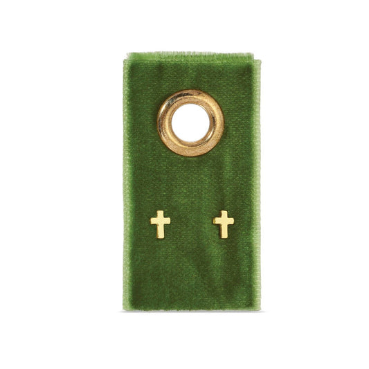 Small Cross Studs On Velvet Gift Tag