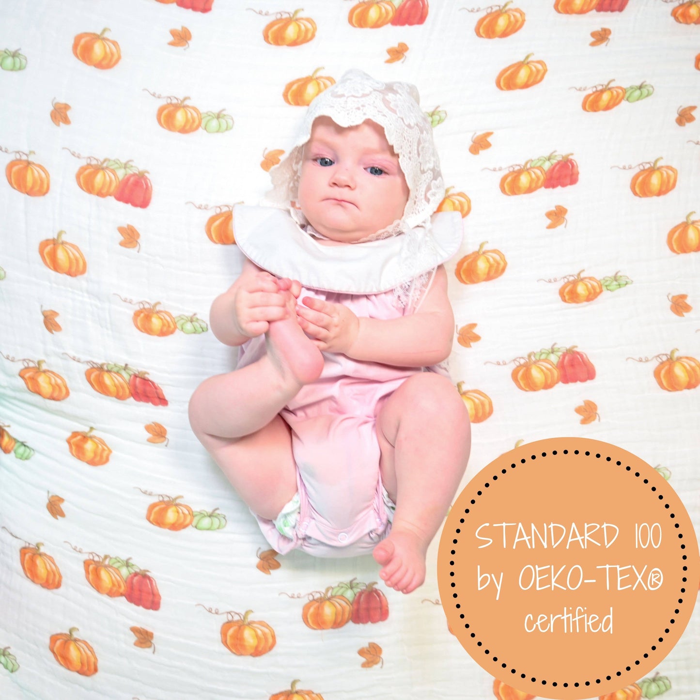 Pumpkin'pie Fall Holiday Theme Baby Muslin Cotton Blanket