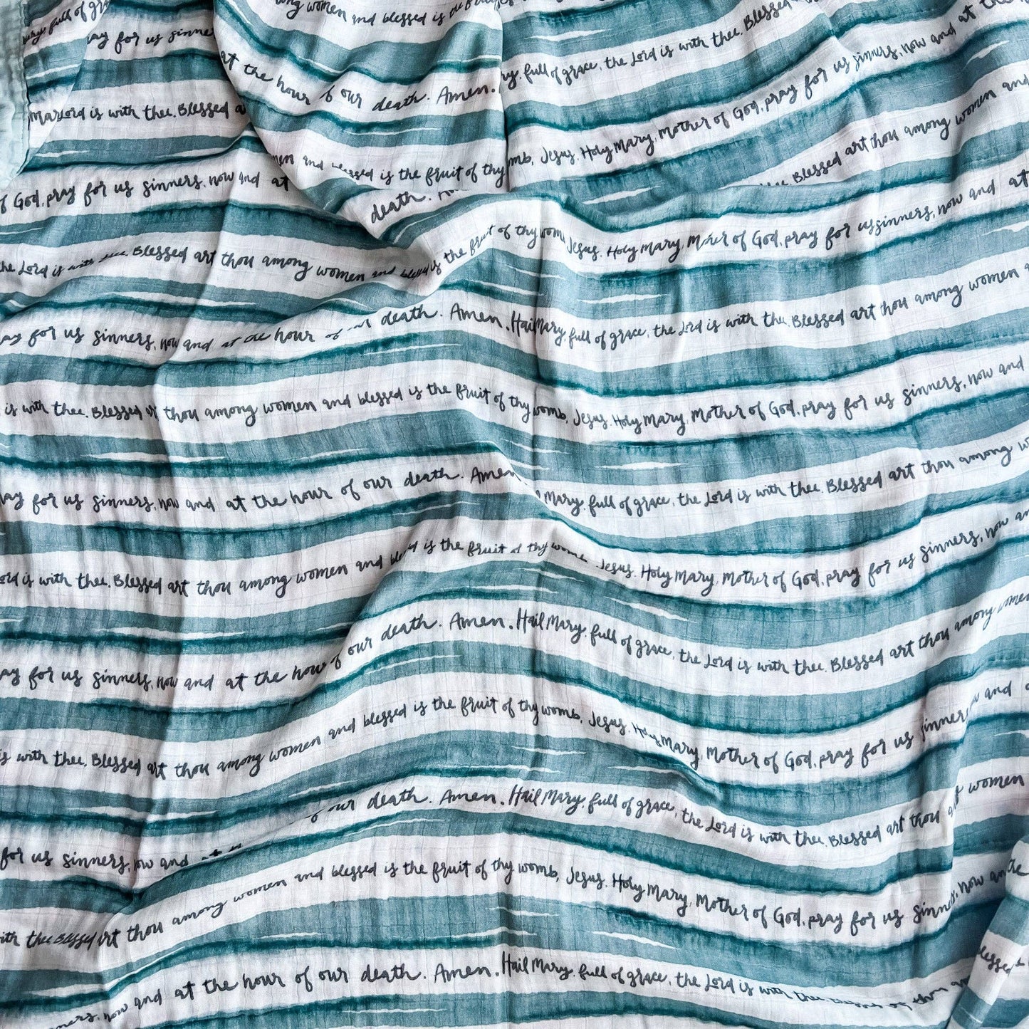 Catholic Luxury Double Sided Muslin Blanket - Watercolor Hail Mary