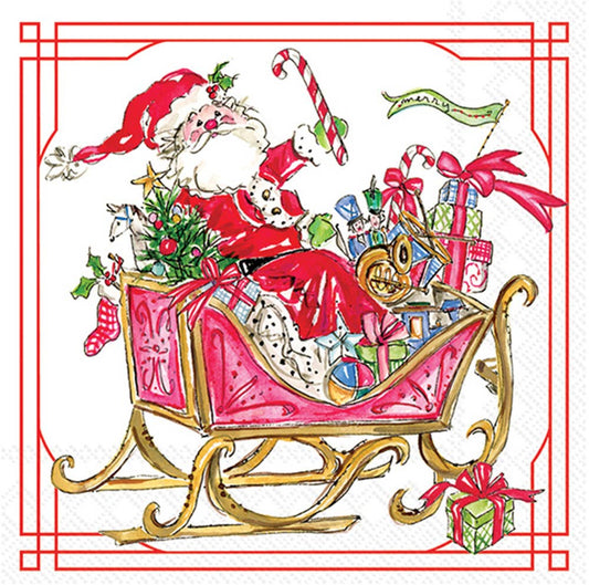 Paper Cocktail Napkins Pk/20 Santa Sleigh with Presents