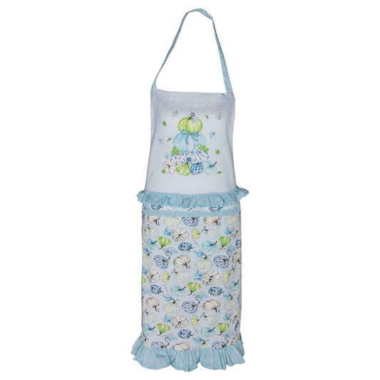 34" Blue Chinoiserie Cotton Apron Rosanne Beck Fall