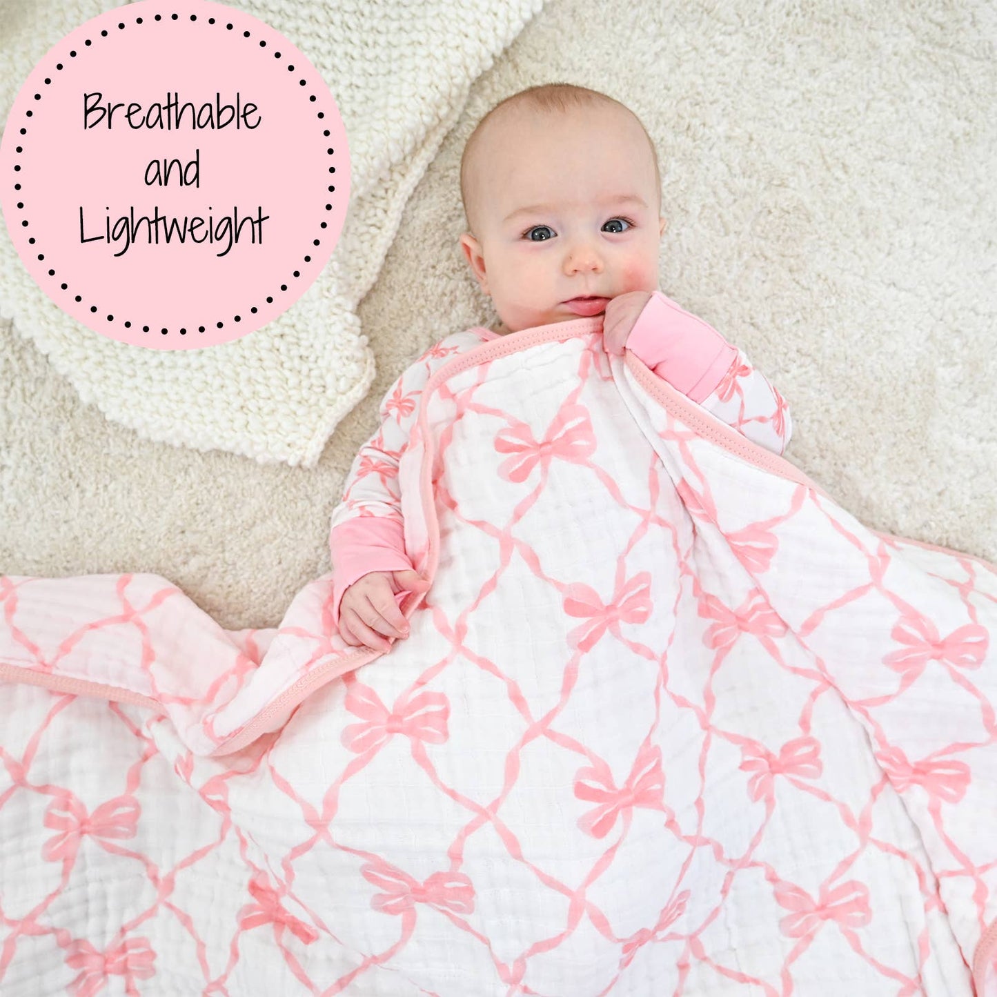 Beautiful Bows Baby Toddler Muslin Blanket