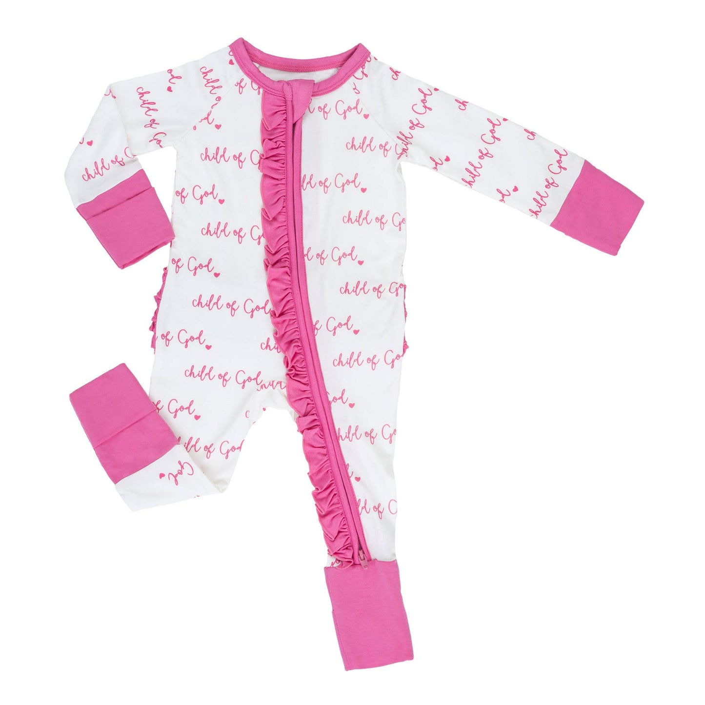 Bamboo Baby Ruffle Zipper Pajama Pink Child of God