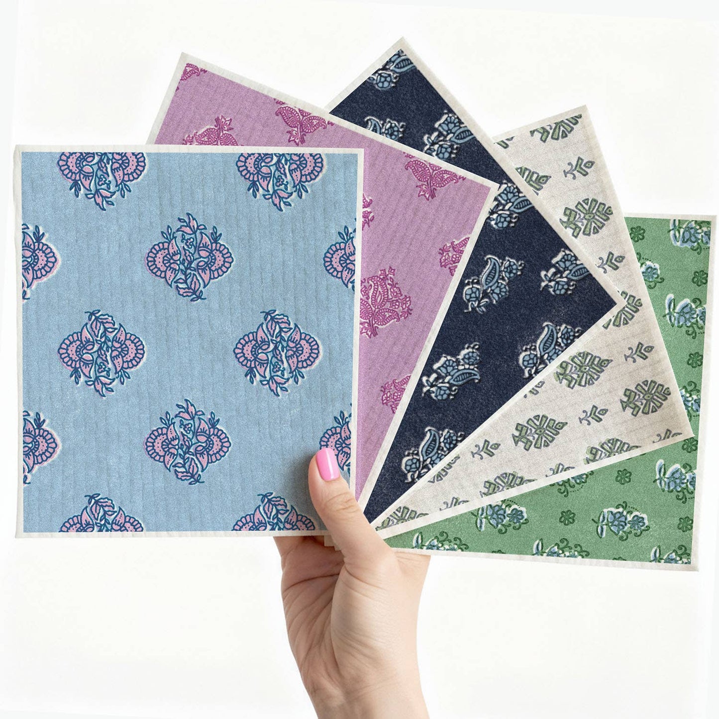 Swedish Dishcloths Reusable Sponge Cloth 5pk - Block Print