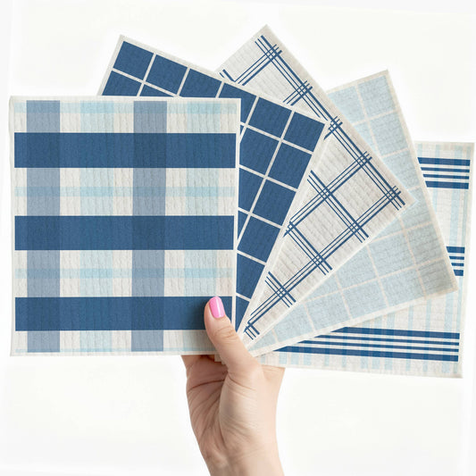 Swedish Dishcloths Reusable Sponge Cloth 5pk - Plaid