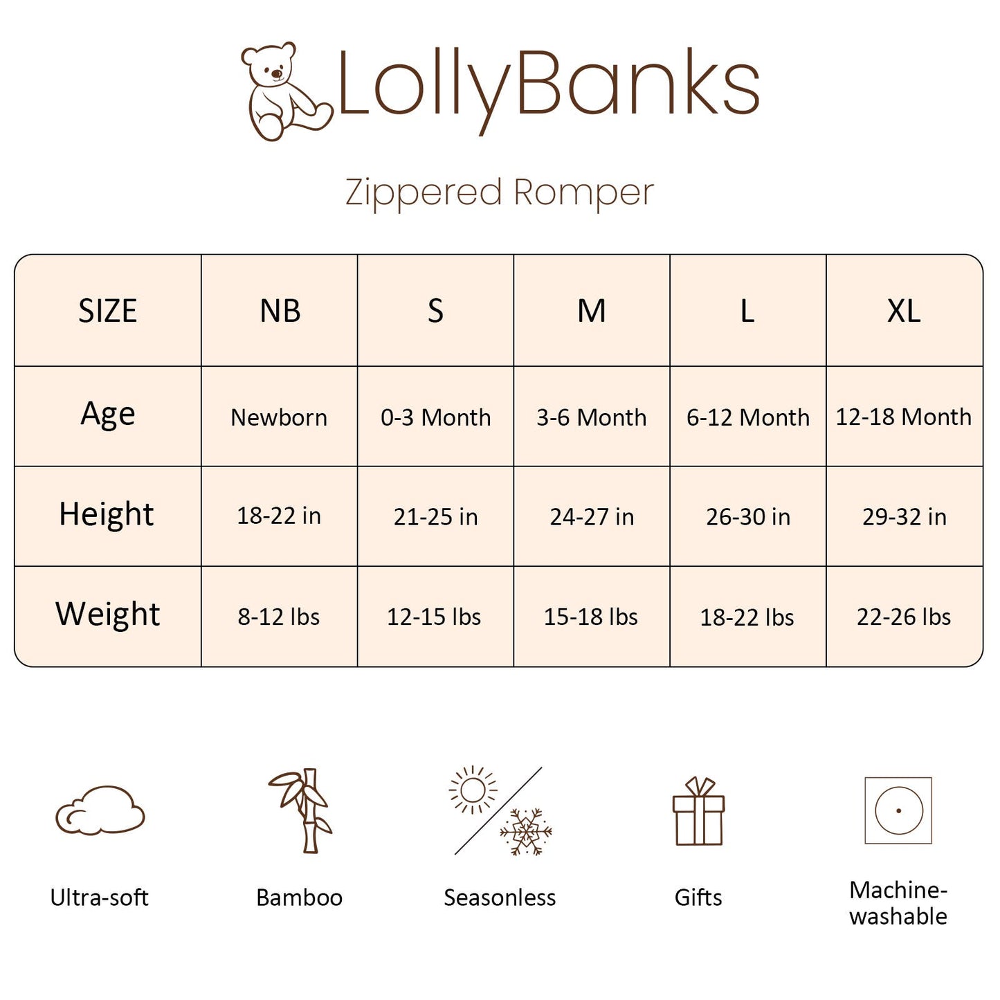 Bear Hugs Baby Bamboo Pajamas, 2-Way Zipper Romper