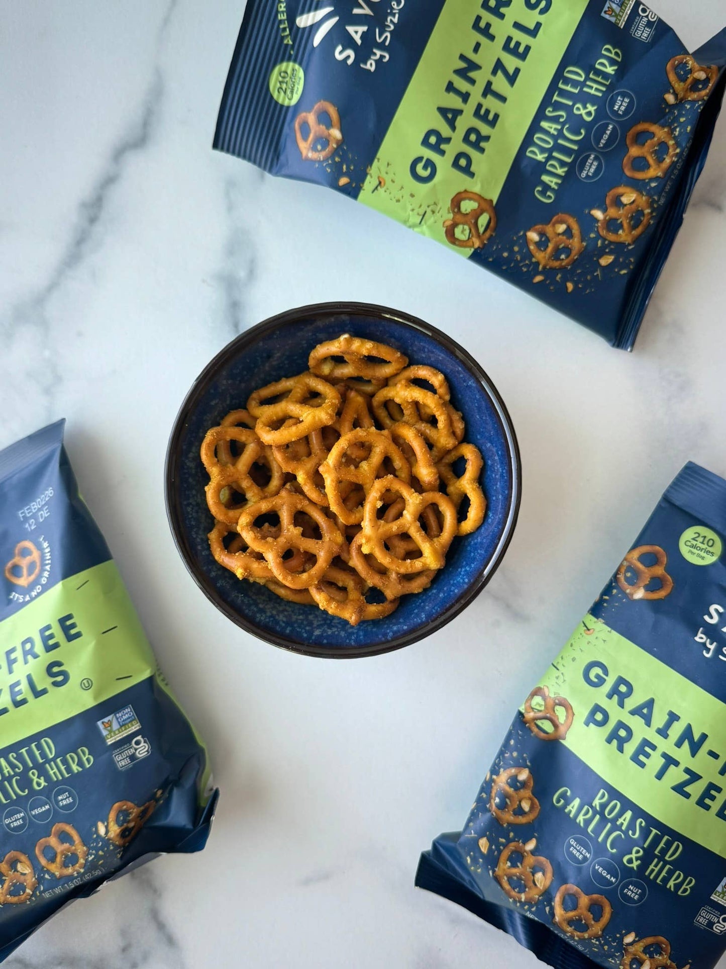 Roasted Garlic & Herb Grain Free Pretzels Mini Bags 1.5 oz