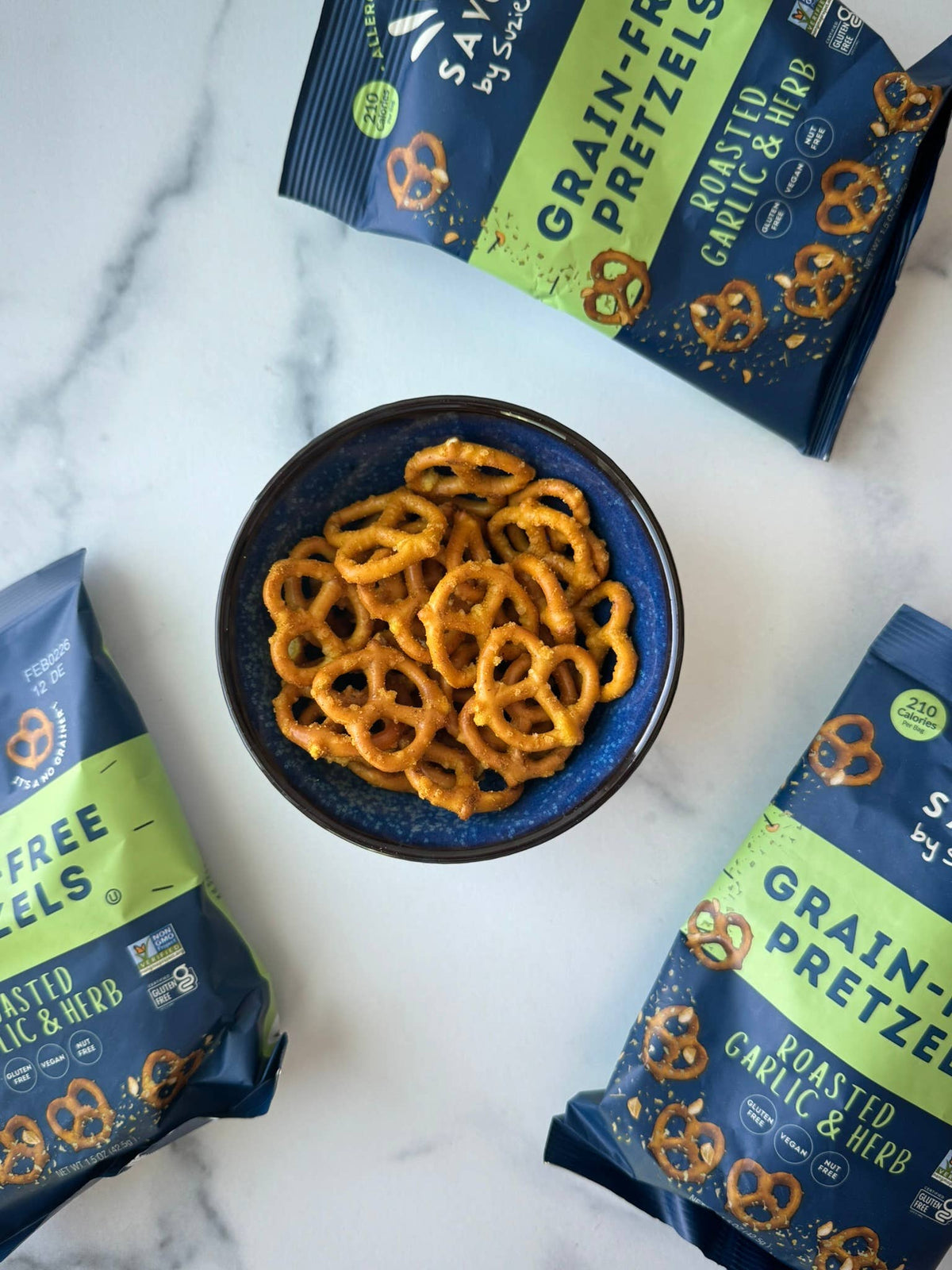 Roasted Garlic & Herb Grain Free Pretzels Mini Bags 1.5 oz