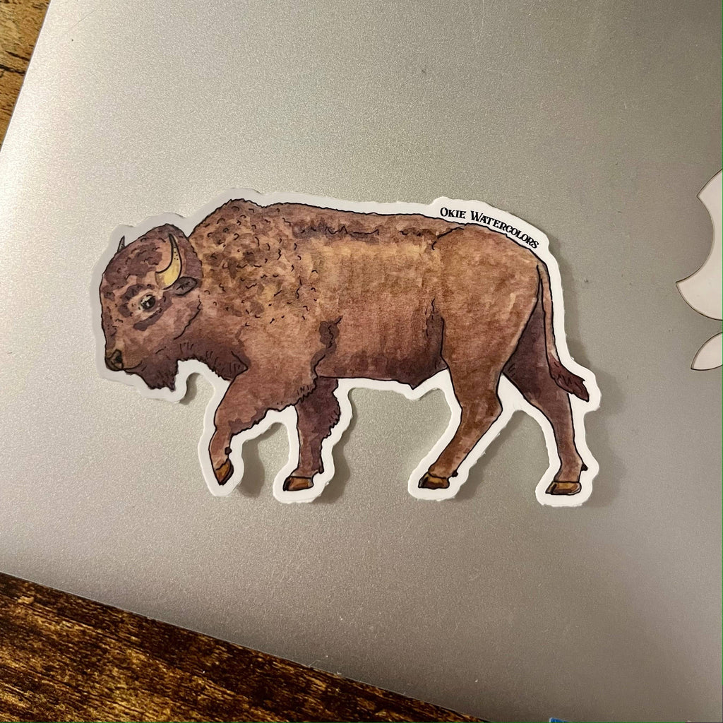 Buffalo/Bison Watercolor Art 4" Vinyl Sticker