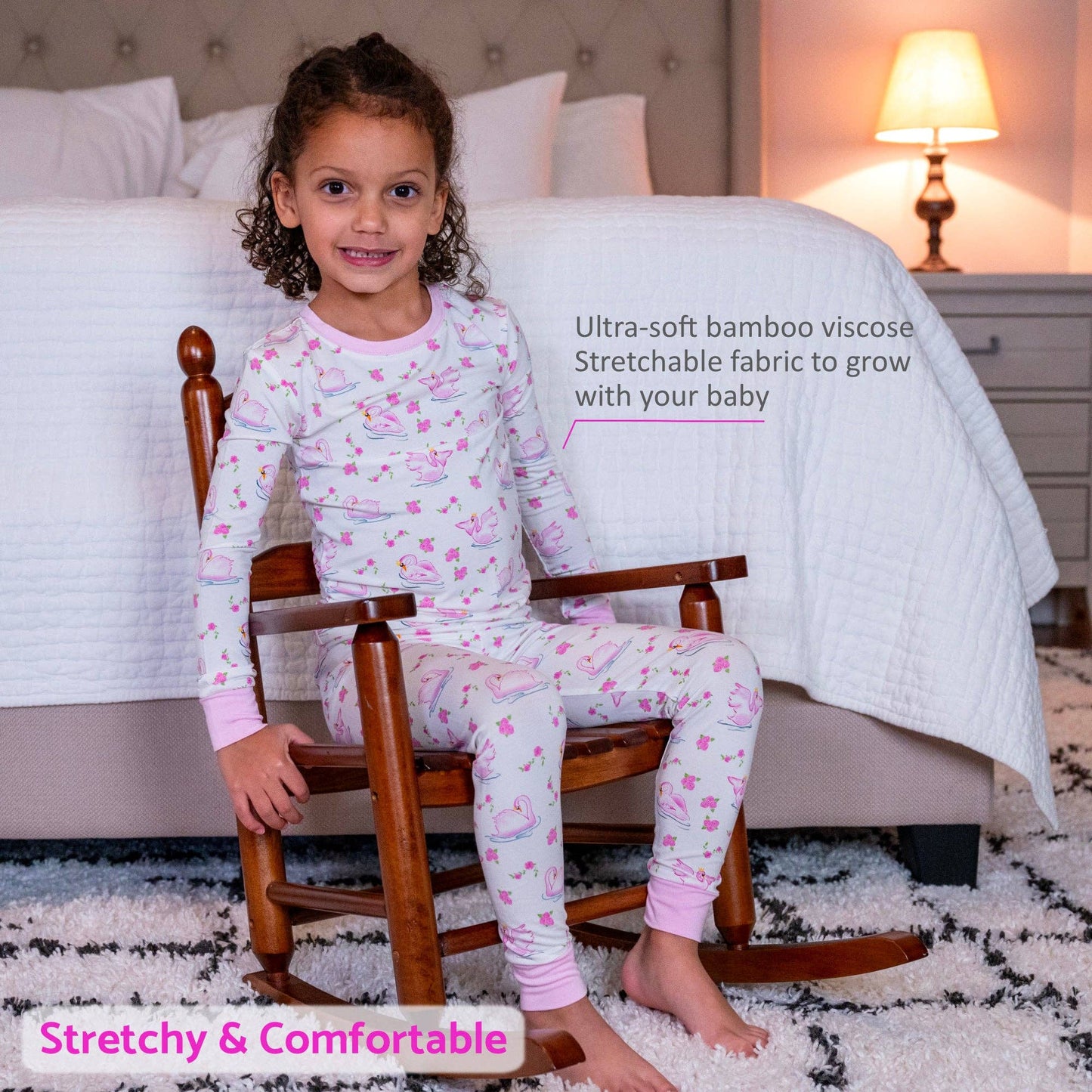 Kids 2-Piece Bamboo Pajama Long Sleeve Set Swan Soirée