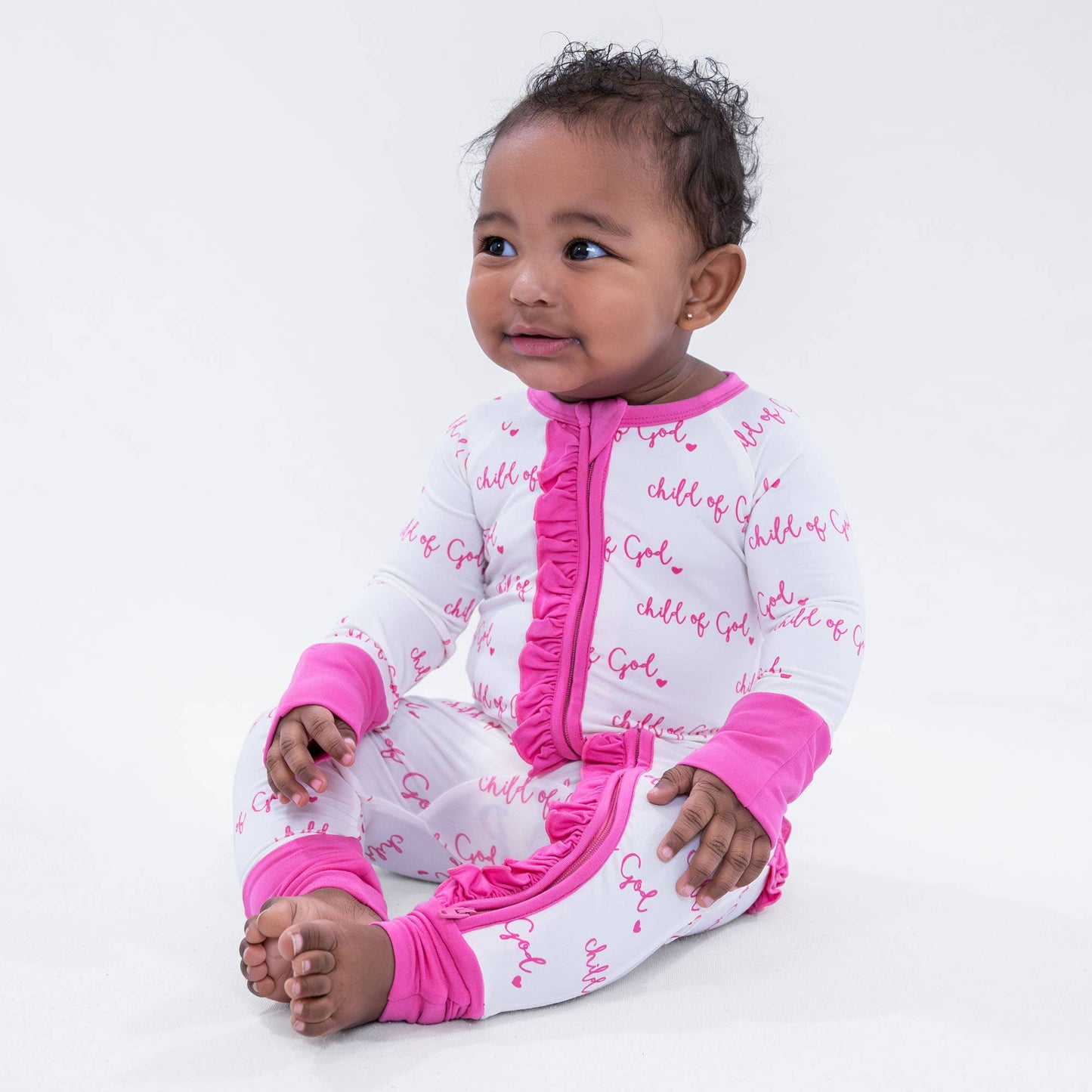 Bamboo Baby Ruffle Zipper Pajama Pink Child of God