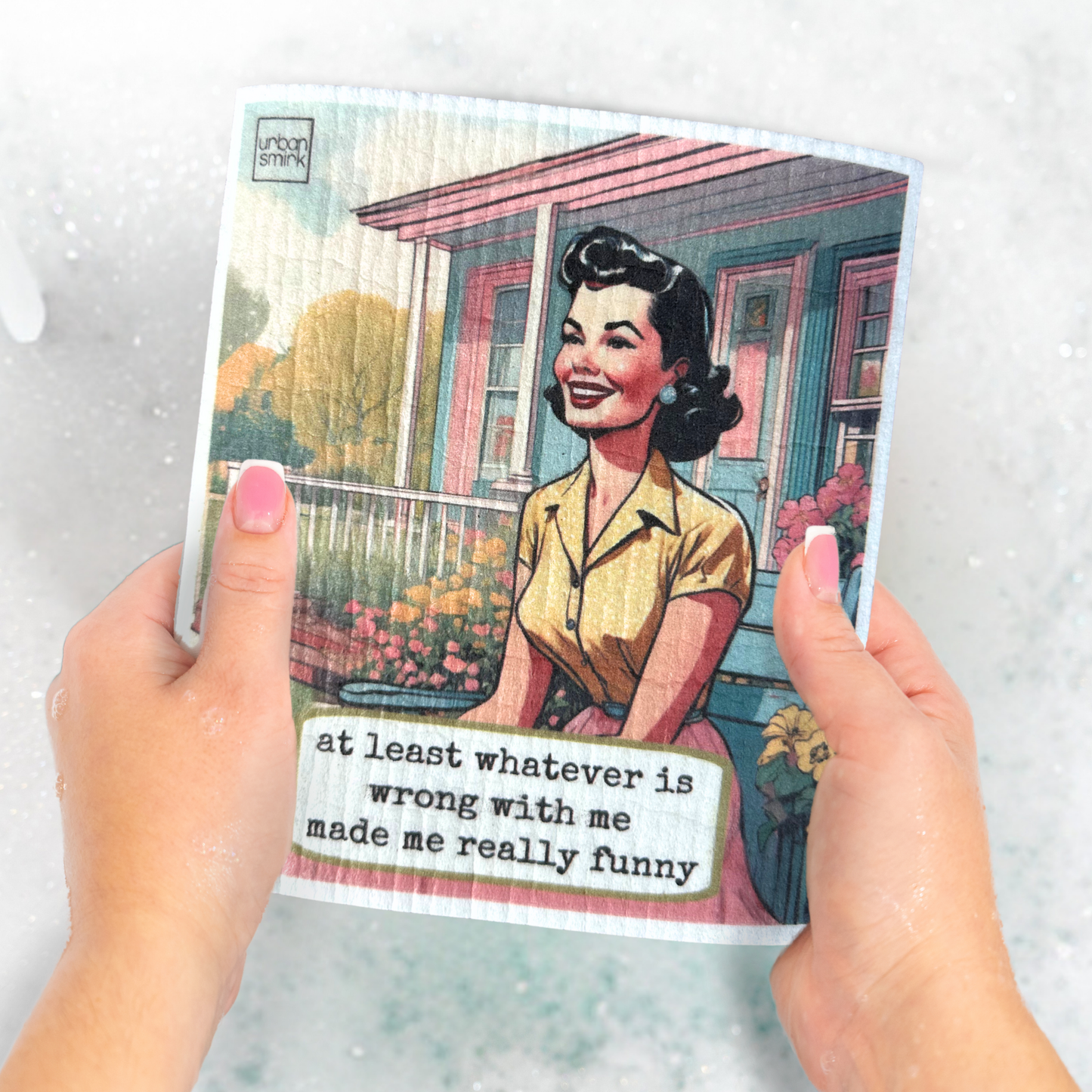 Wrong with Me Made Me Funny - Vintage Swedish Dishcloth