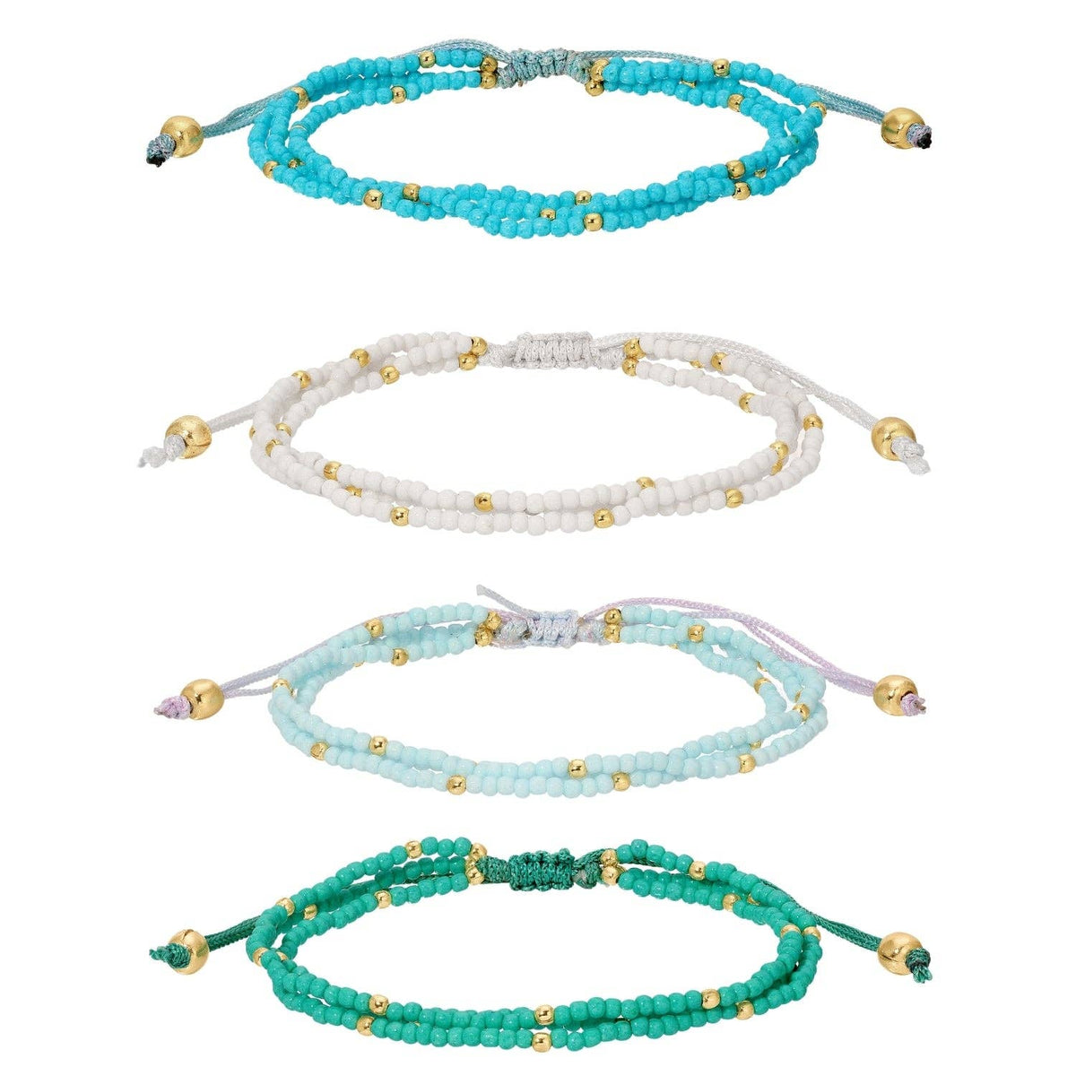 2mm Assorted Triple Adjustable Seed Bead Bracelets