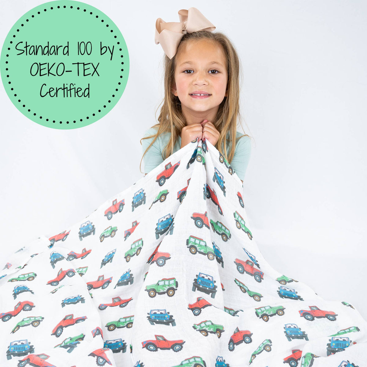 Baby Muslin Swaddle Blanket 47x47 Vroom Vroom Zoom