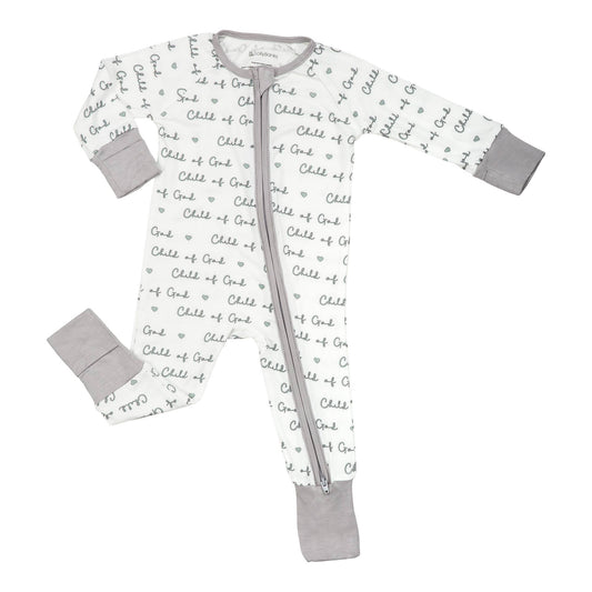 Child Of God Baby Bamboo Pajamas, 2-Way Zipper Baby Romper