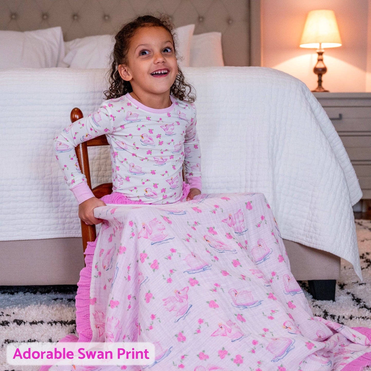 Kids 2-Piece Bamboo Pajama Long Sleeve Set Swan Soirée