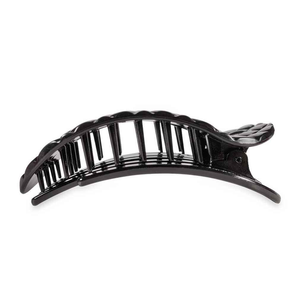 Flat Round Hair Clip | Large | Jet Black Quilted