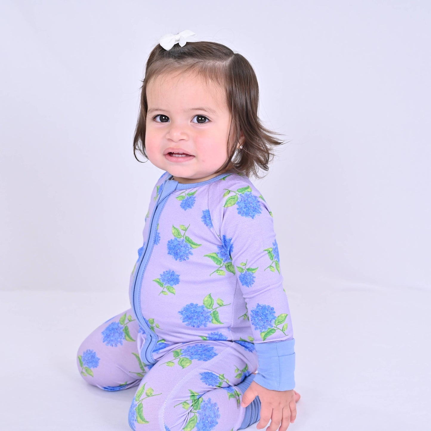 You Had Me At Hydrangea Baby Bamboo Pajamas, 2 Way Zipper