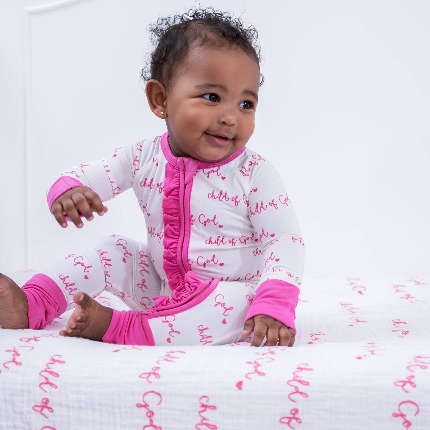 Bamboo Baby Ruffle Zipper Pajama Pink Child of God