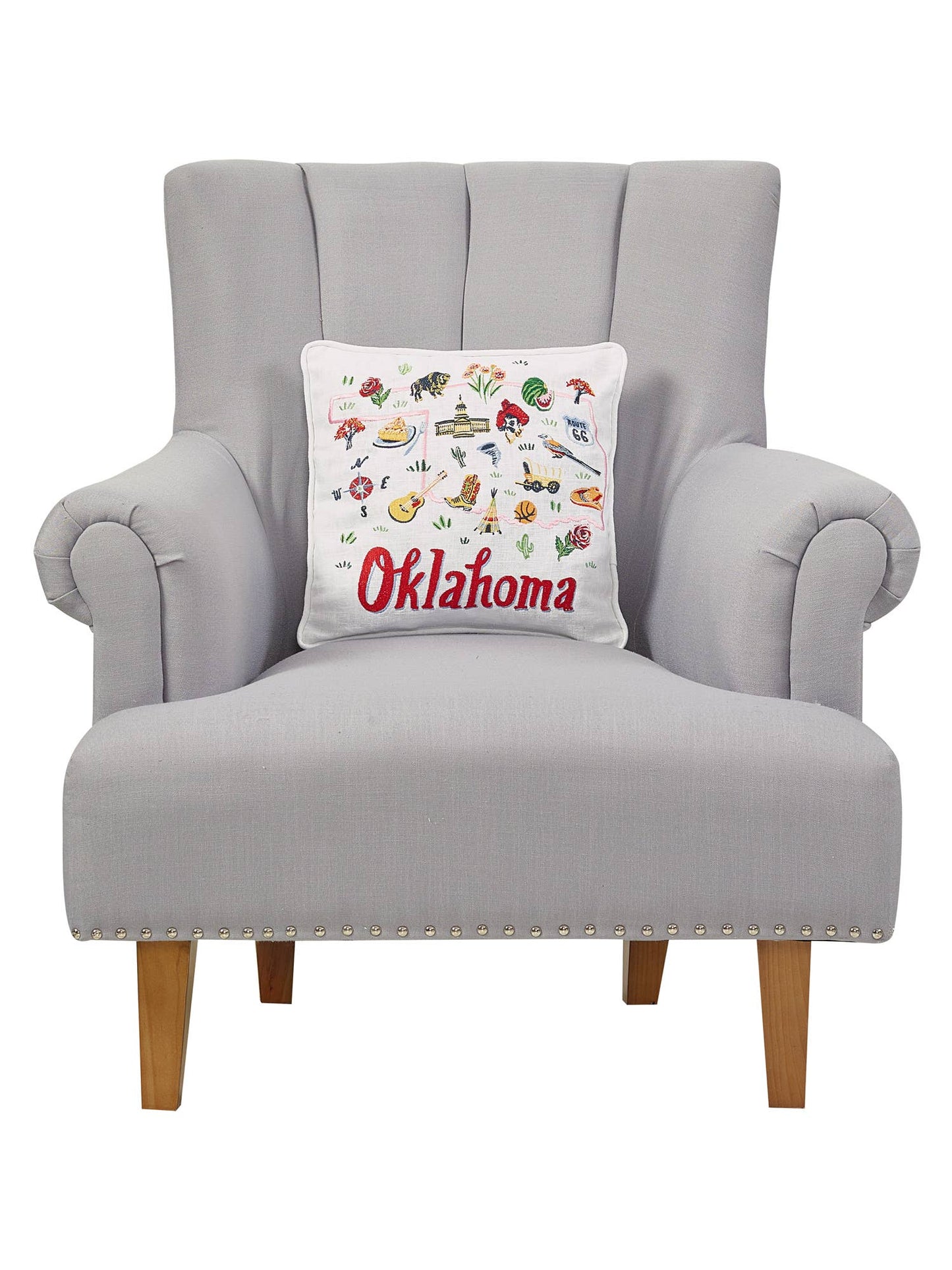 Oklahoma Embroidered Pillow
