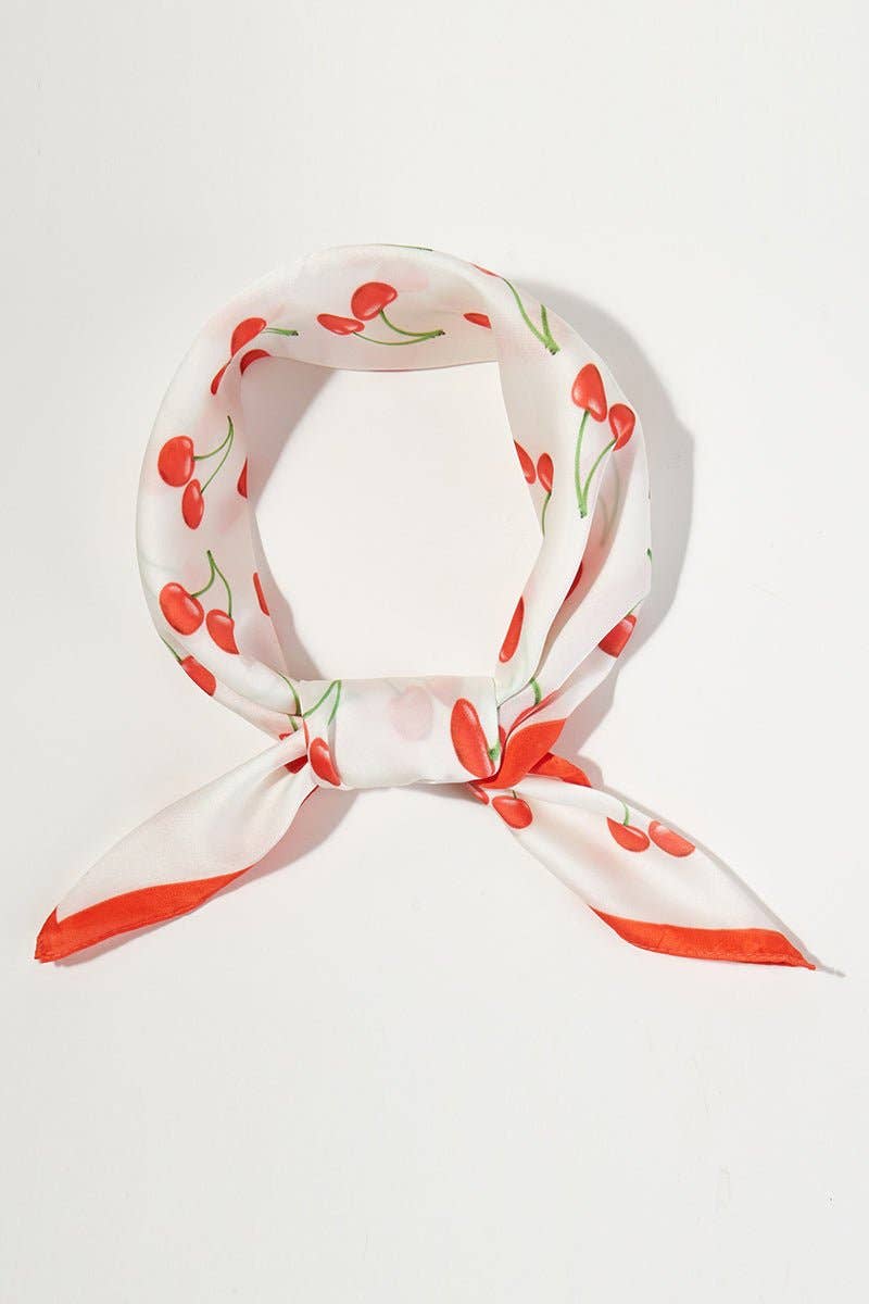 Cherry Season Square Satin Scarf