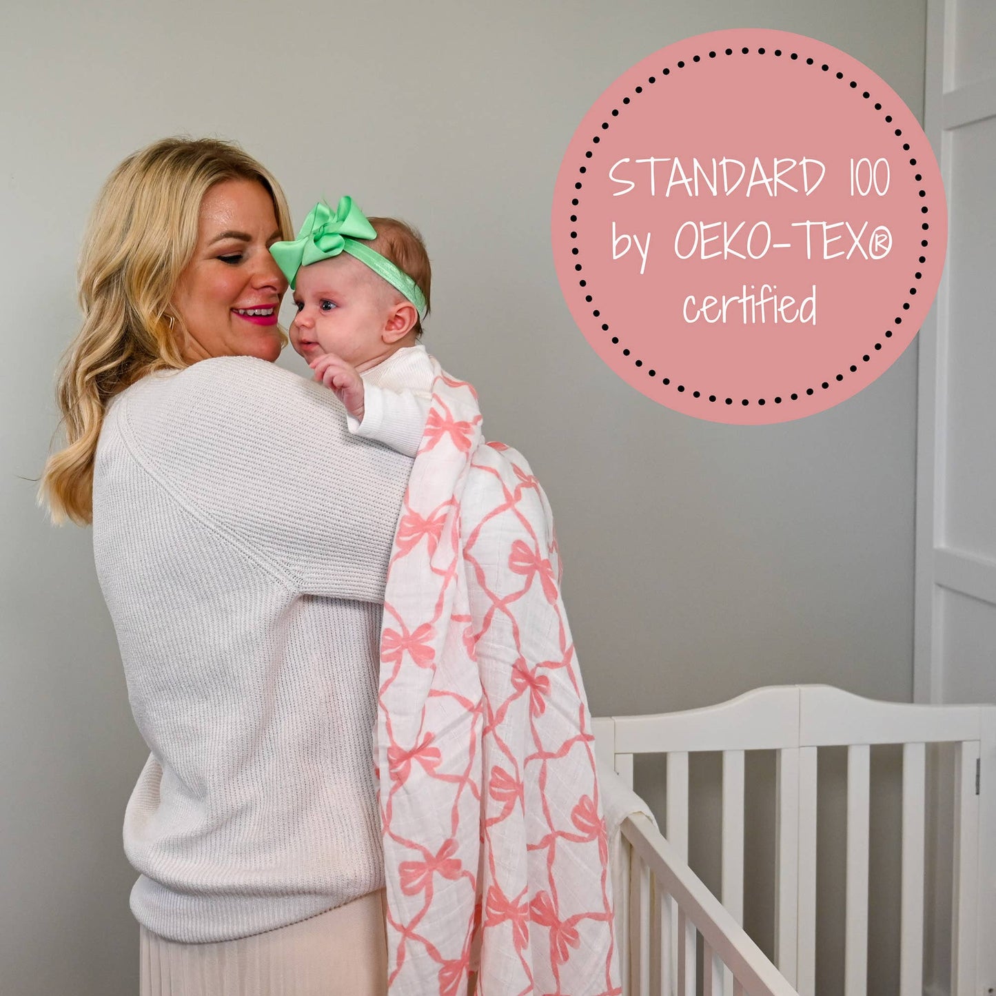 Beautiful Bows Baby Muslin Swaddle Blanket