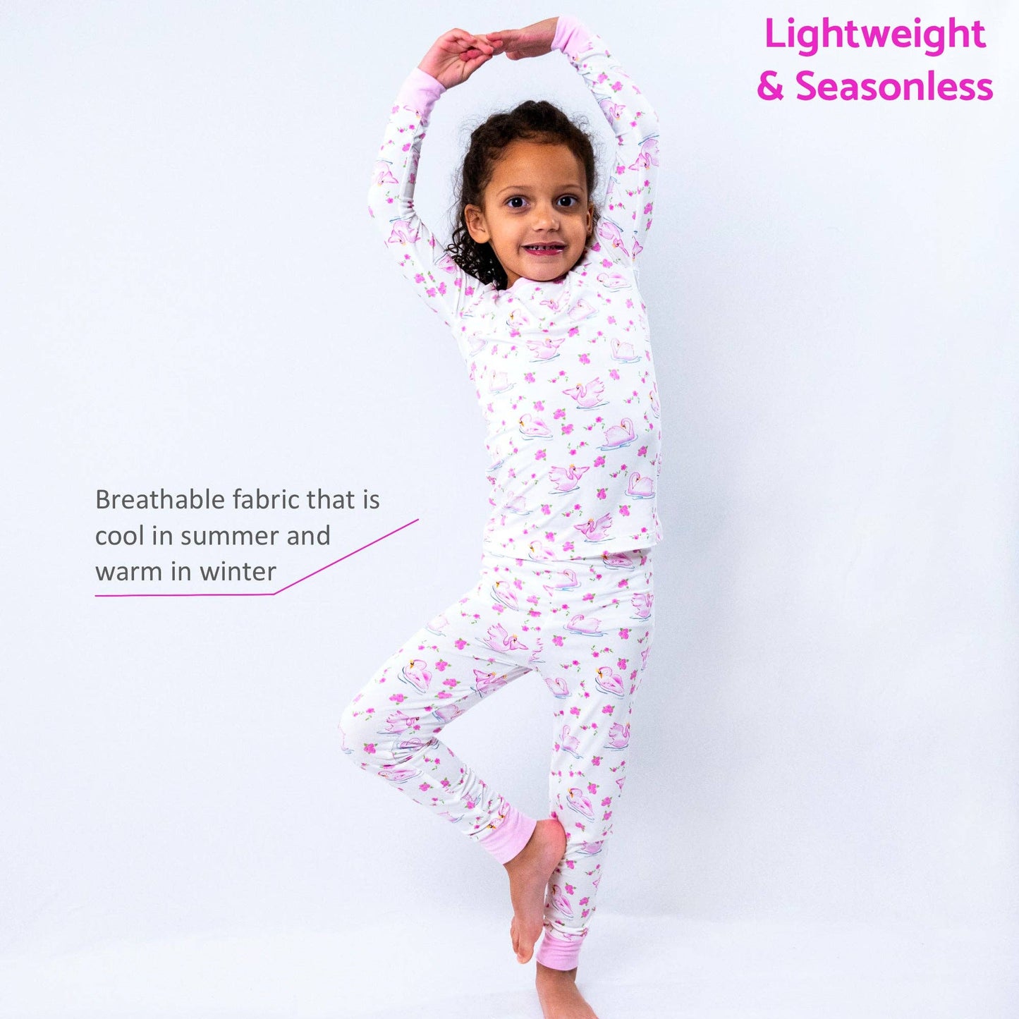 Kids 2-Piece Bamboo Pajama Long Sleeve Set Swan Soirée