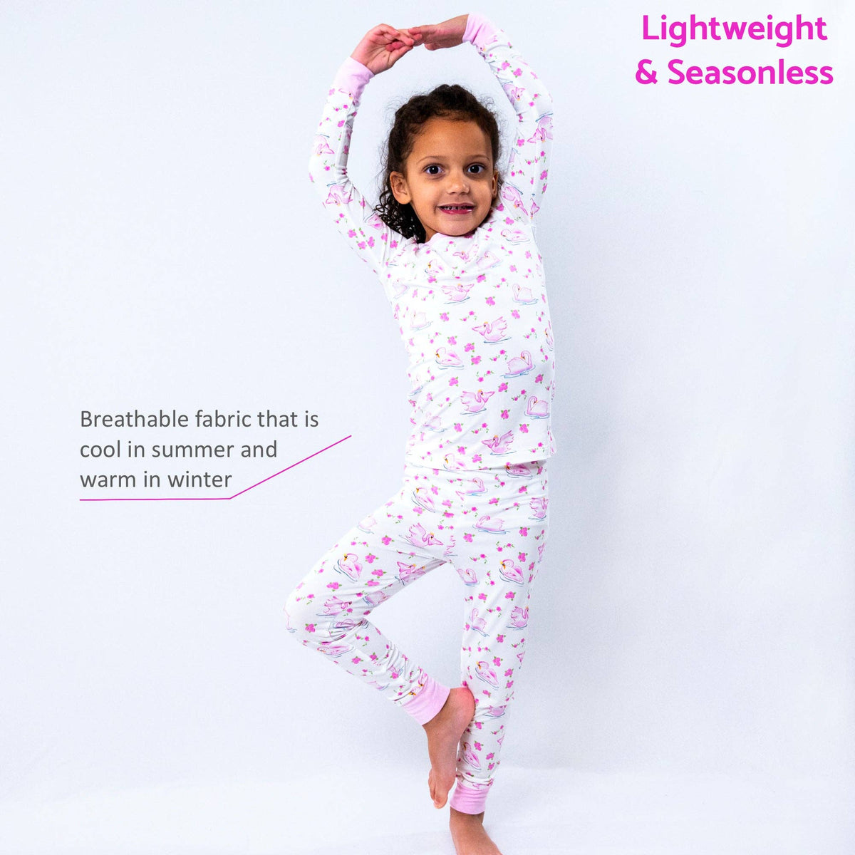 Kids 2-Piece Bamboo Pajama Long Sleeve Set Swan Soirée