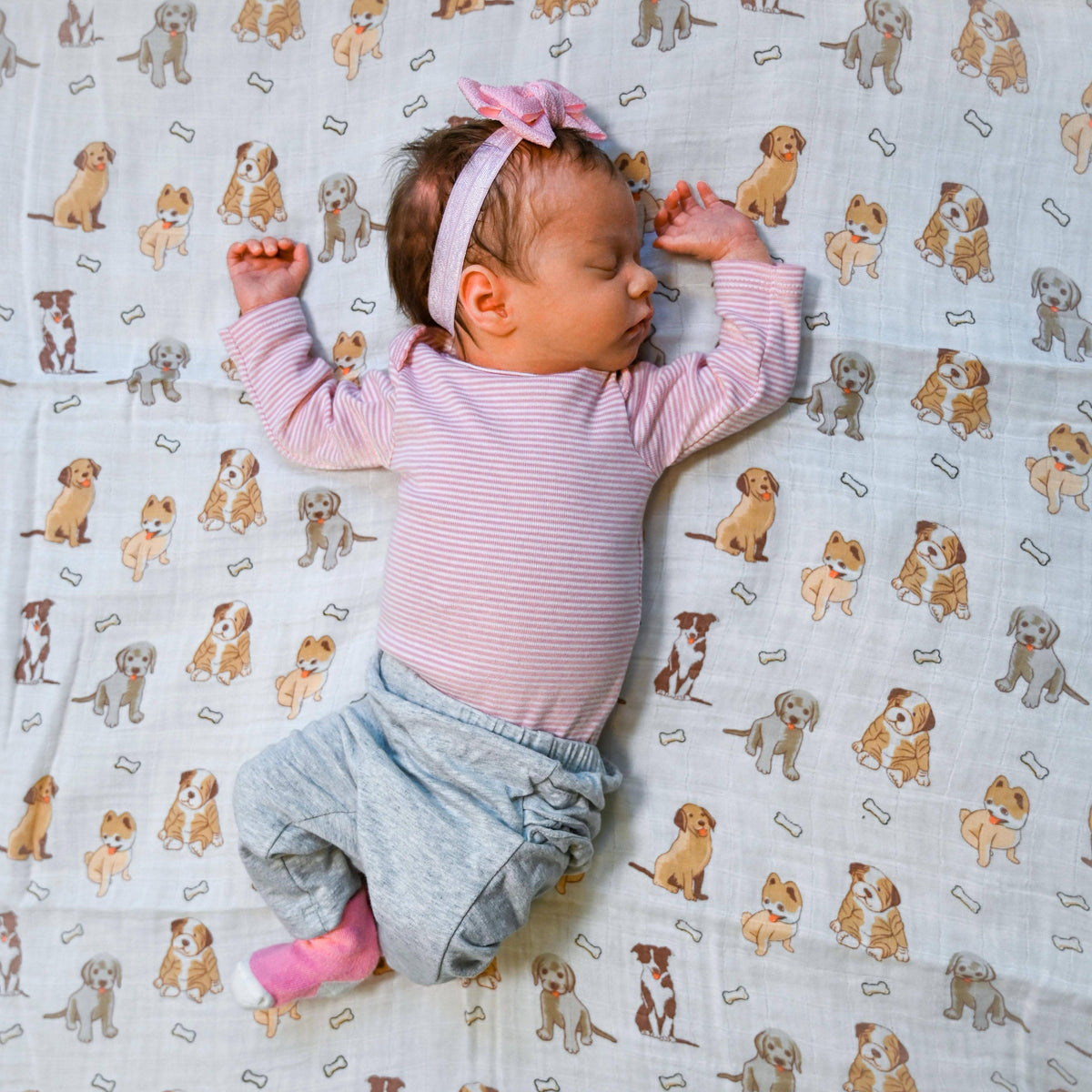 Baby Muslin Swaddle Blanket 47x47 Woof Woof