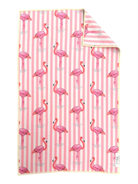 Flamingo Stripes: Double-Sided Hand Towel