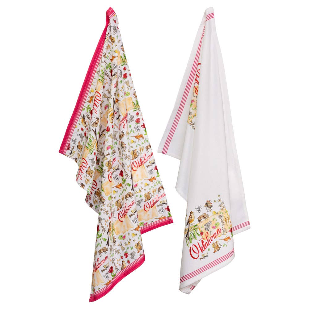 OK Oklahoma State Collection 28" Cotton Tea Towels Set Of 2